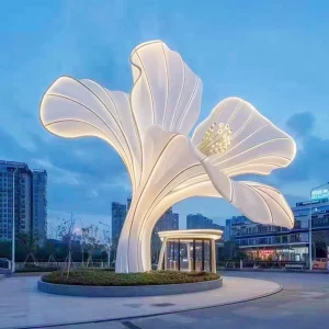 Hibiscus Flower Outdoor Sculpture Light