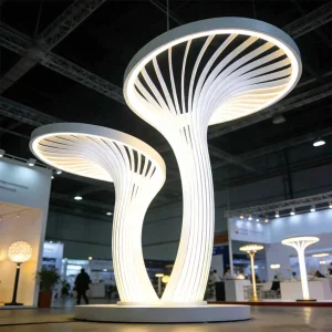 The “Cloudrise Twins” Curved Sculpture Light is an iconic lighting installation designed for modern outdoor landscapes. With its fluid, twisting silhouette and soft warm-white illumination, this artistic fixture functions both as a daytime sculpture and a nighttime lighting feature. Crafted for parks, plazas, commercial walkways, and garden spaces, the design brings together artistic landscape aesthetics and practical illumination.