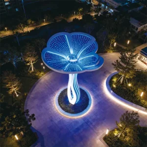 The Aurea Cloud Spire is a next-generation scaulture lighting installation that merges architectural beauty with advanced illumination technology. Designed around a twisted structural column and a floating dual-layer “cloud crown,” this landmark delivers a striking presence during the day and transforms into an immersive light feature at night.