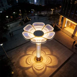 Inspired by the elegance of blooming petals, the Luminous Lotus Sculpture Light is a statement piece that blends art, architecture, and functional illumination. Designed for premium urban environments, this outdoor sculpture light enhances city plazas, commercial complexes, pedestrian streets, and residential developments with its warm, inviting glow.