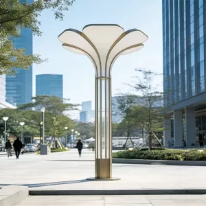 Inspired by the elegance of blooming petals, the Luminous Lotus Sculpture Light is a statement piece that blends art, architecture, and functional illumination. Designed for premium urban environments, this outdoor sculpture light enhances city plazas, commercial complexes, pedestrian streets, and residential developments with its warm, inviting glow.