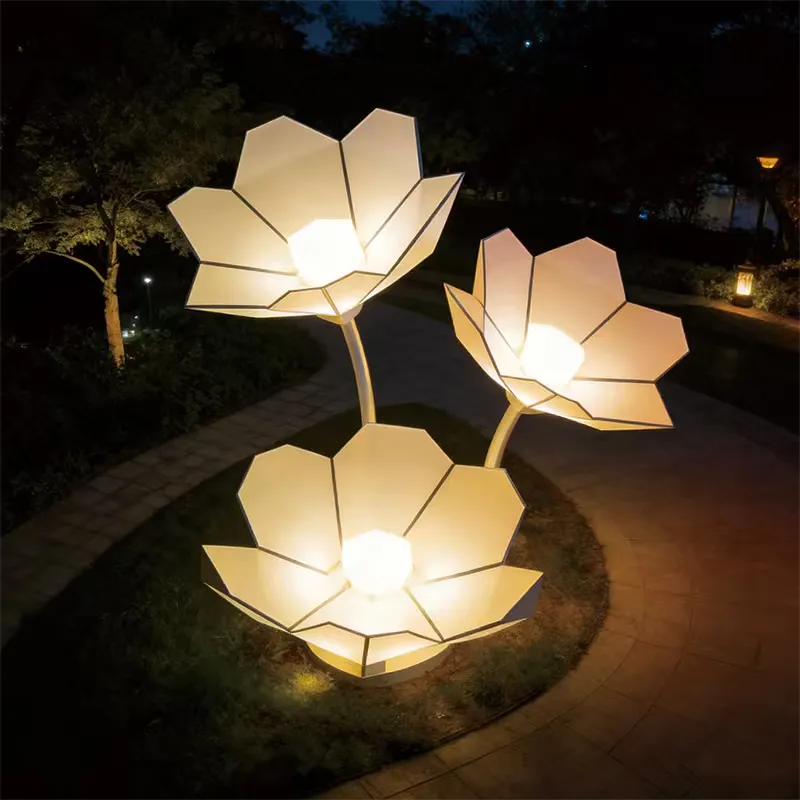 Enhance your landscape with the "Lotus Star" Light Sculpture. Featuring IP65 waterproofing and geometric acrylic petals, this modern art installation is perfect for commercial plazas, parks, and luxury gardens.