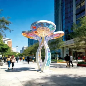 Discover interactive Scaulture lighting for commercial plazas, parks and pedestrian streets. IP65 waterproof outdoor LED art installation with APP control, sound interaction and customizable lighting programs.