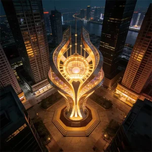 Golden Flame Axis is a 12m large outdoor Scaulture lighting designed for urban landmarks and city plazas. Featuring stainless steel structure, high CRI LED, IP65 waterproof rating, and smart control system, it delivers architectural decorative brilliance day and night.