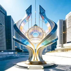 Golden Flame Axis is a 12m large outdoor Scaulture lighting designed for urban landmarks and city plazas. Featuring stainless steel structure, high CRI LED, IP65 waterproof rating, and smart control system, it delivers architectural decorative brilliance day and night.