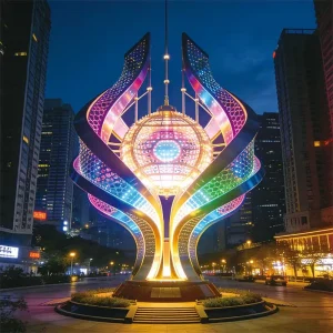 Golden Flame Axis Light Sculpture