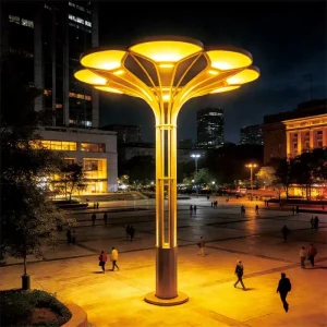 Yunpetal Dome is an urban plaza art Scaulture Light with LED illumination, architectural design and smart control for modern public spaces.