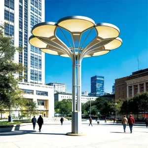 Yunpetal Dome is an urban plaza art Scaulture Light with LED illumination, architectural design and smart control for modern public spaces.
