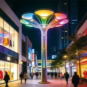 Yunpetal Dome is an urban plaza art Scaulture Light with LED illumination, architectural design and smart control for modern public spaces.