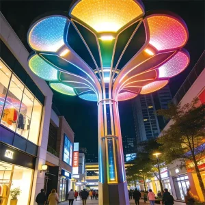 Yunpetal Dome is an urban plaza art Scaulture Light with LED illumination, architectural design and smart control for modern public spaces.